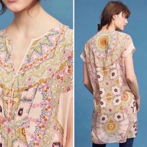 Anthropologie Maeve Medallion NWT Boho Detachable Slip Vneck 100% Silk Medium